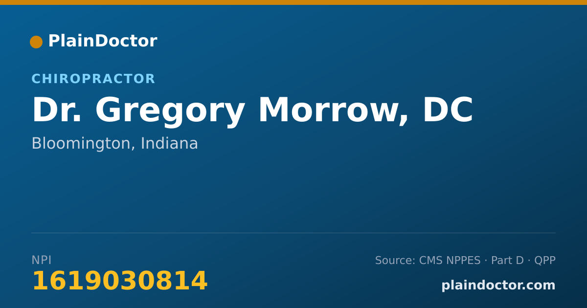 Shareable card for Gregory Morrow, DC - Chiropractor, Bloomington, IN
