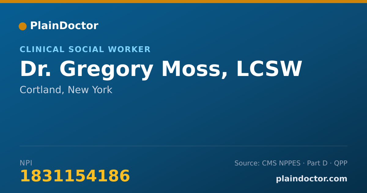 Shareable card for Gregory Moss, LCSW - Clinical Social Worker, Cortland, NY