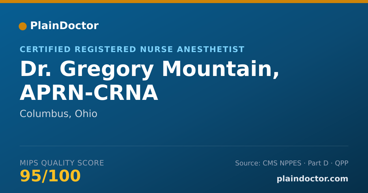 Shareable card for Gregory Mountain, APRN-CRNA - Certified Registered Nurse Anesthetist, Columbus, OH