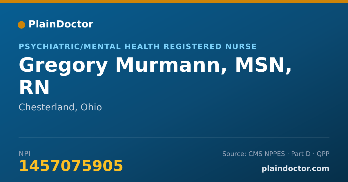 Shareable card for Gregory Murmann, MSN, RN - Psychiatric/Mental Health Registered Nurse, Chesterland, OH