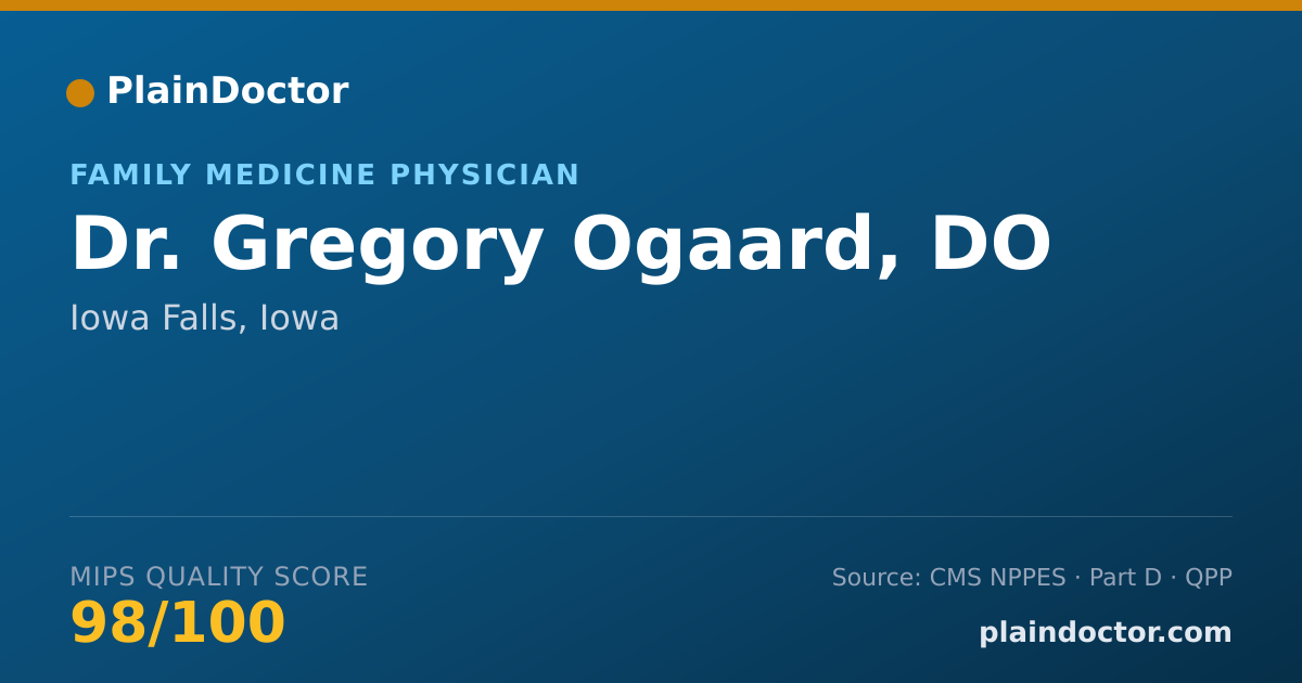 Shareable card for Gregory Ogaard, DO - Family Medicine Physician, Iowa Falls, IA