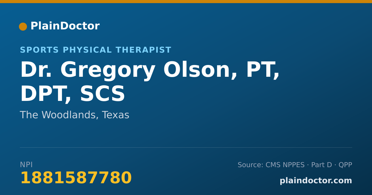 Shareable card for Gregory Olson, PT, DPT, SCS - Sports Physical Therapist, The Woodlands, TX
