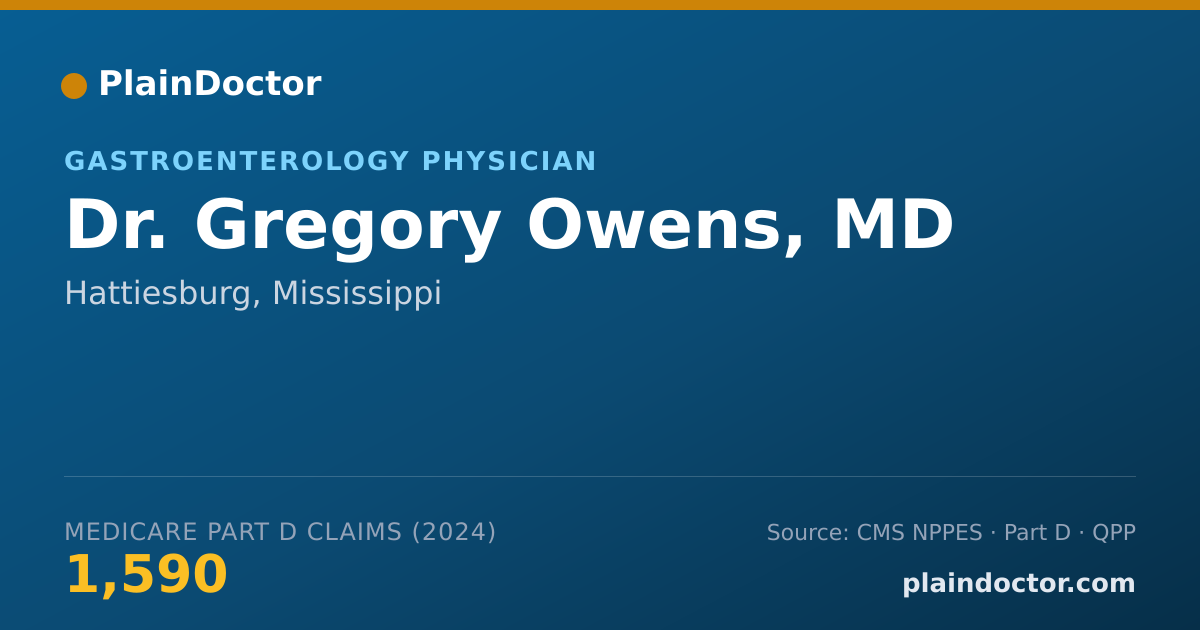 Shareable card for Gregory Owens, MD - Gastroenterology Physician, Hattiesburg, MS