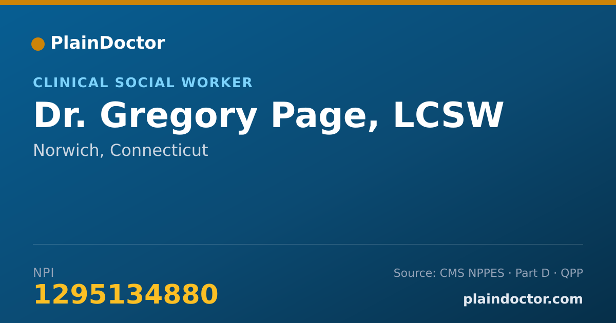 Shareable card for Gregory Page, LCSW - Clinical Social Worker, Norwich, CT