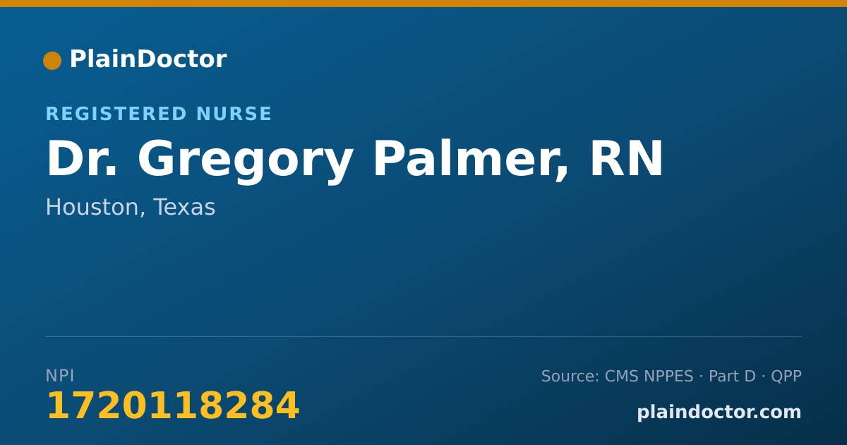 Shareable card for Gregory Palmer, RN - Registered Nurse, Houston, TX