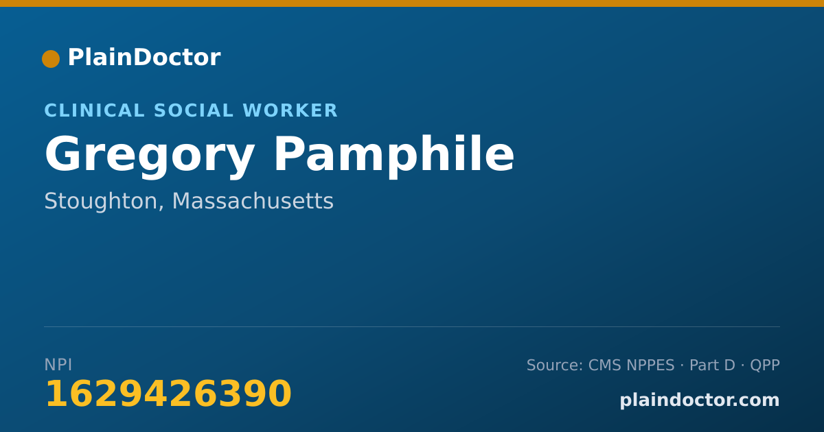 Shareable card for Gregory Pamphile - Clinical Social Worker, Stoughton, MA