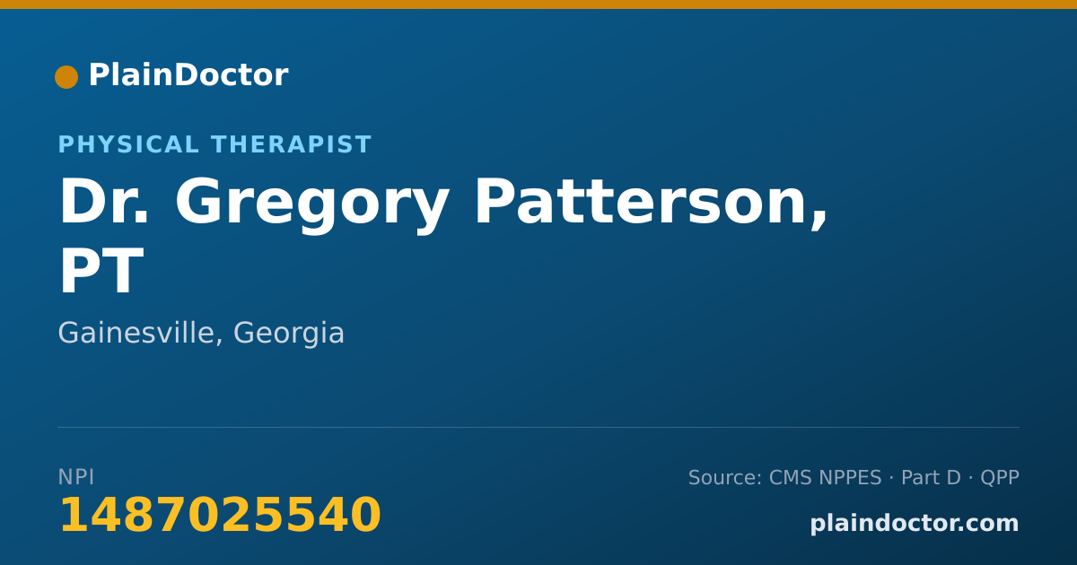 Shareable card for Gregory Patterson, PT - Physical Therapist, Gainesville, GA