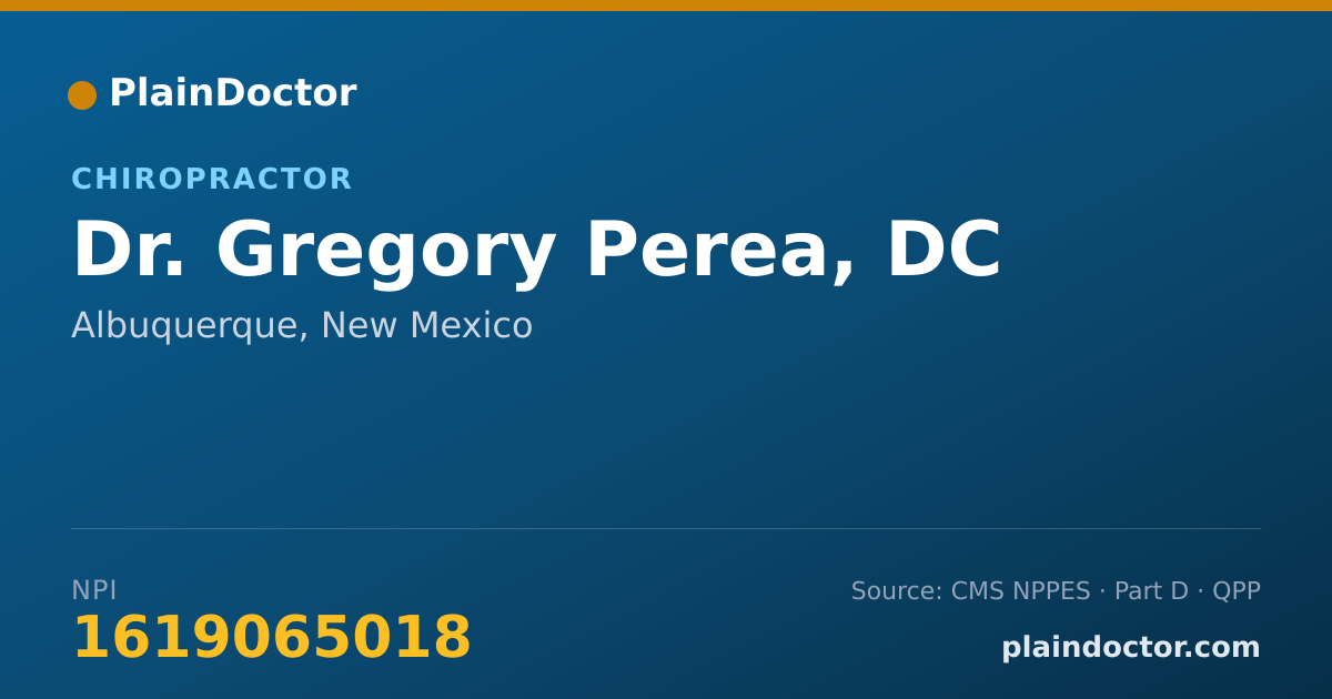 Shareable card for Gregory Perea, DC - Chiropractor, Albuquerque, NM