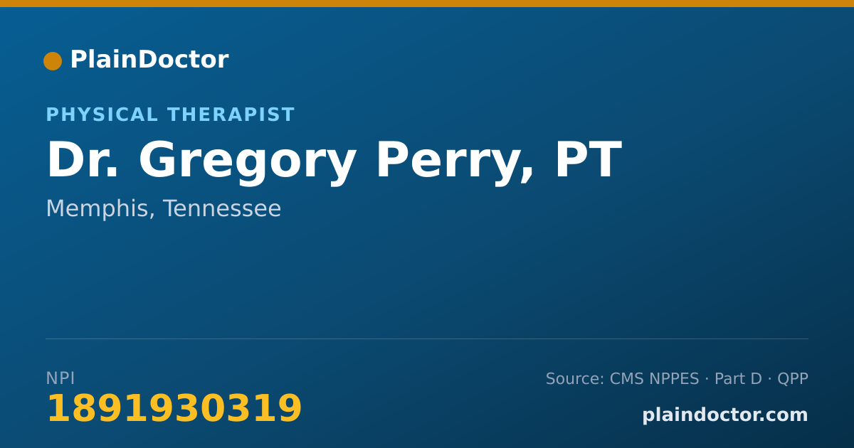 Shareable card for Gregory Perry, PT - Physical Therapist, Memphis, TN