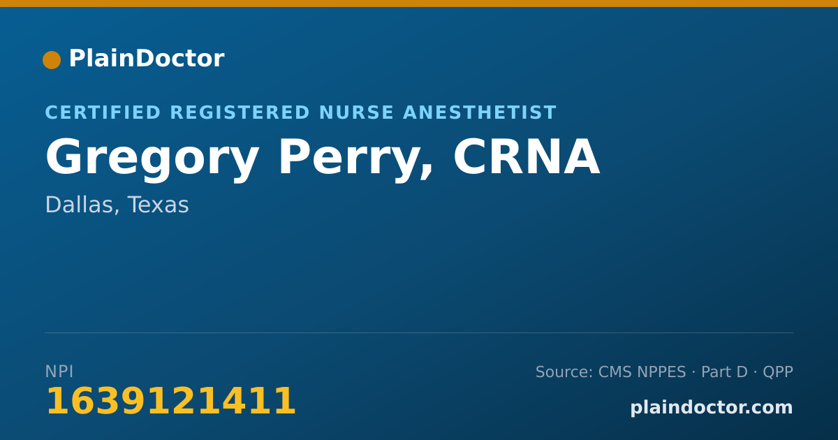 Shareable card for Gregory Perry, CRNA - Certified Registered Nurse Anesthetist, Dallas, TX