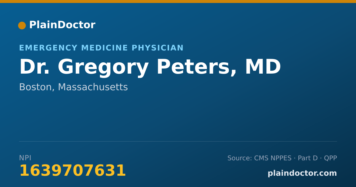 Shareable card for Gregory Peters, MD - Emergency Medicine Physician, Boston, MA