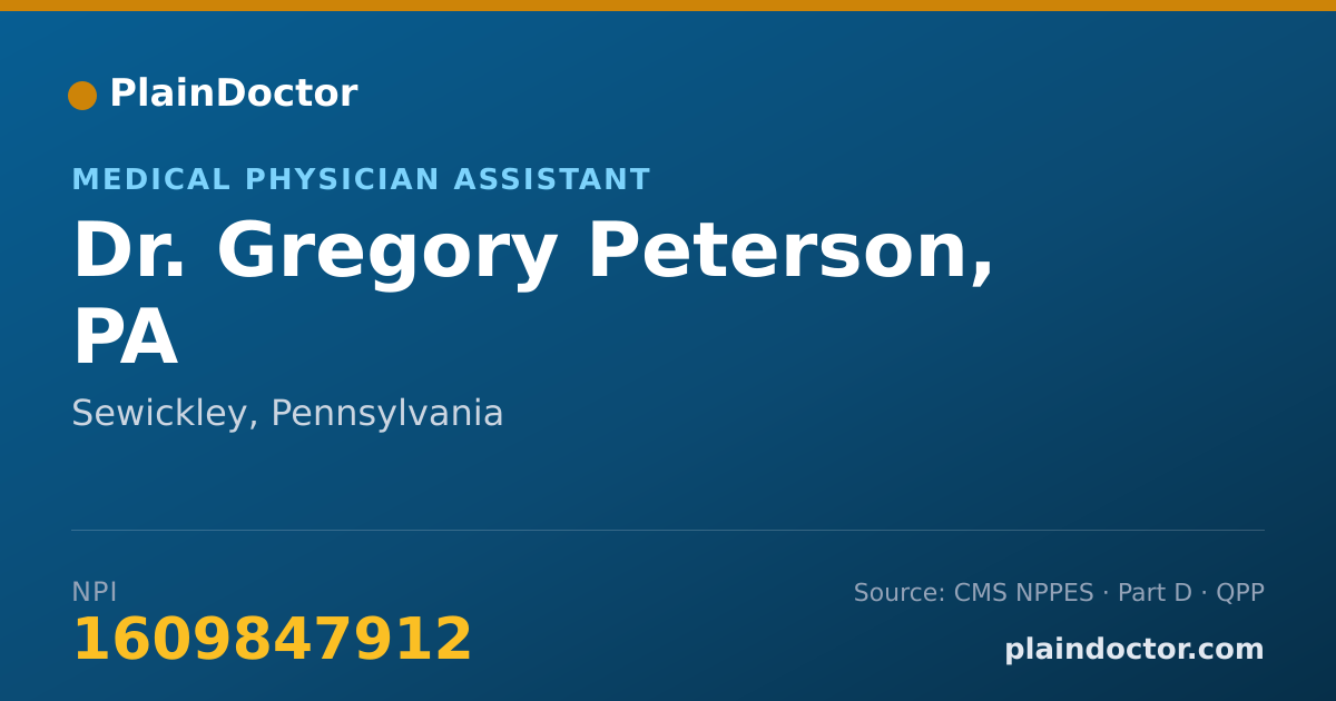 Shareable card for Gregory Peterson, PA - Medical Physician Assistant, Sewickley, PA