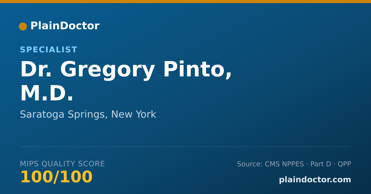 Shareable card for Gregory Pinto, M.D. - Specialist, Saratoga Springs, NY