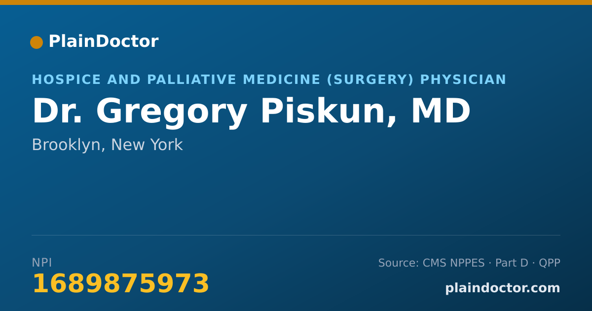 Shareable card for Gregory Piskun, MD - Hospice and Palliative Medicine (Surgery) Physician, Brooklyn, NY