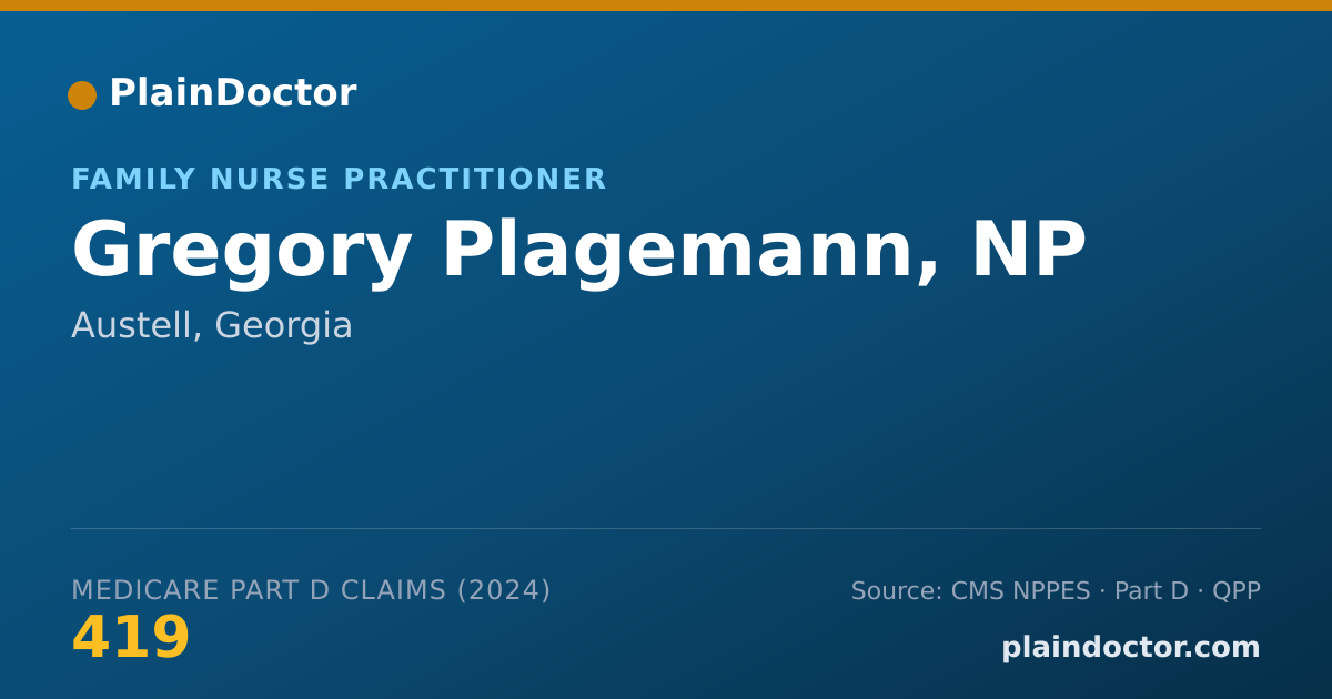 Shareable card for Gregory Plagemann, NP - Family Nurse Practitioner, Austell, GA