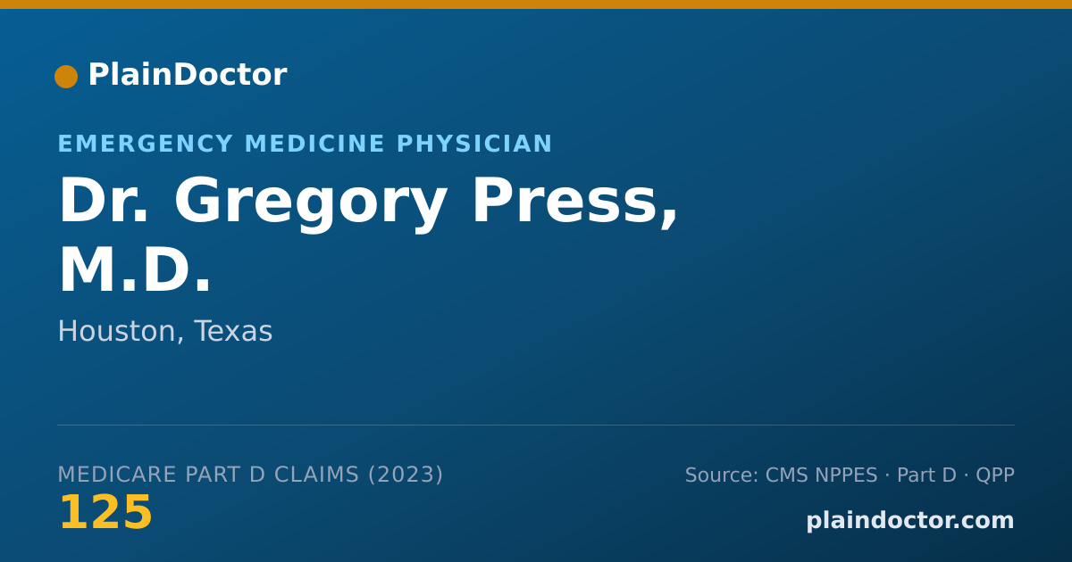 Shareable card for Gregory Press, M.D. - Emergency Medicine Physician, Houston, TX