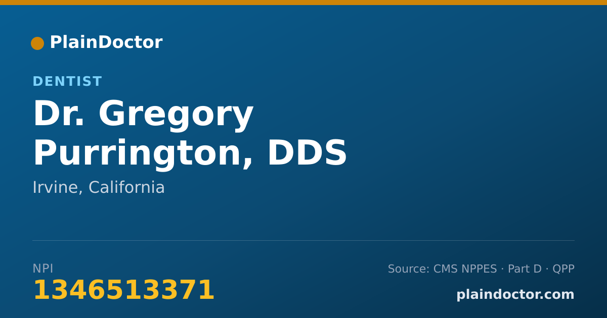 Shareable card for Gregory Purrington, DDS - Dentist, Irvine, CA