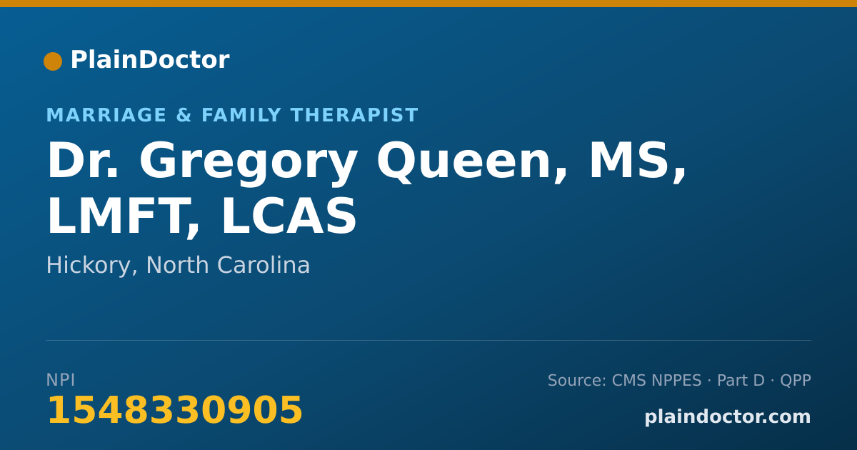 Shareable card for Gregory Queen, MS, LMFT, LCAS - Marriage & Family Therapist, Hickory, NC