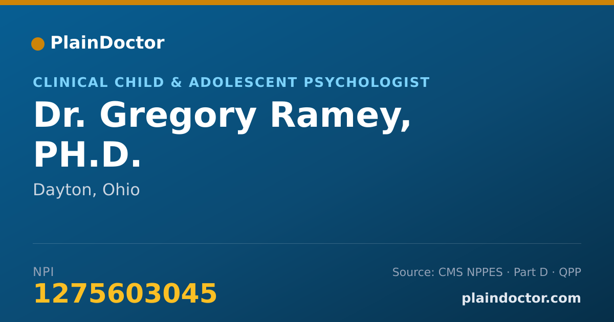 Shareable card for Gregory Ramey, PH.D. - Clinical Child & Adolescent Psychologist, Dayton, OH