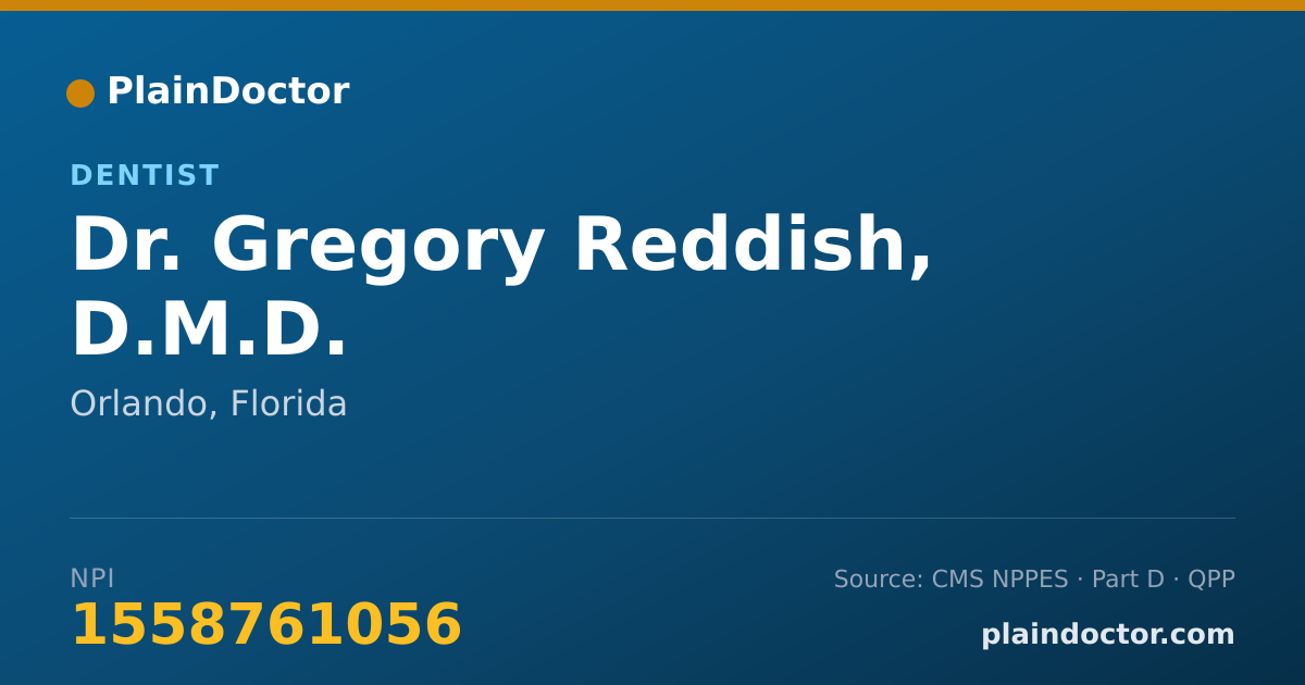 Shareable card for Gregory Reddish, D.M.D. - Dentist, Orlando, FL
