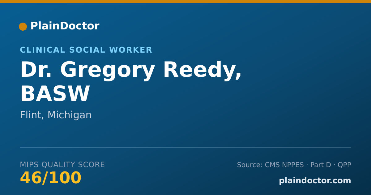 Shareable card for Gregory Reedy, BASW - Clinical Social Worker, Flint, MI