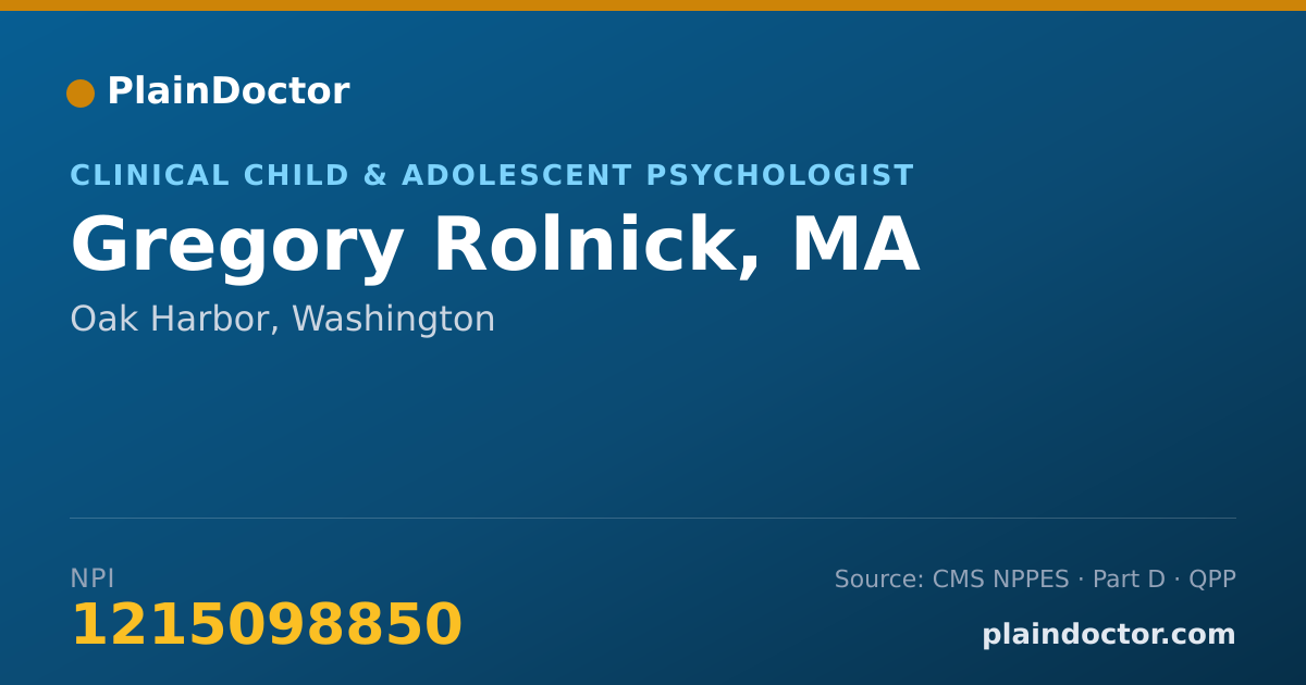 Shareable card for Gregory Rolnick, MA - Clinical Child & Adolescent Psychologist, Oak Harbor, WA