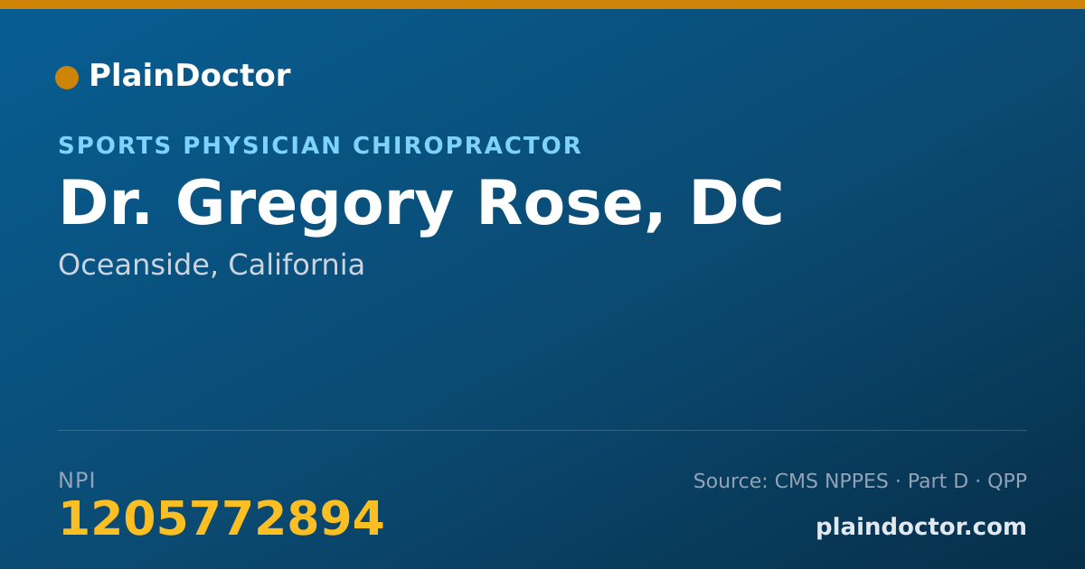 Shareable card for Gregory Rose, DC - Sports Physician Chiropractor, Oceanside, CA