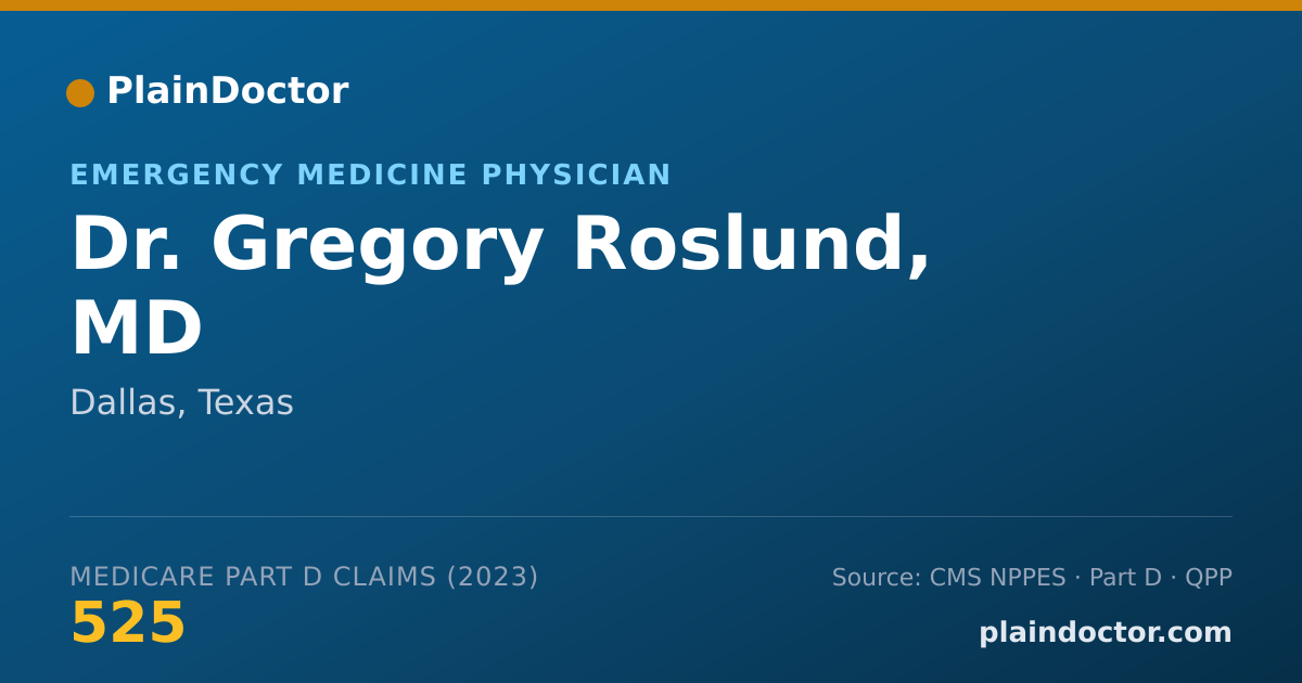Shareable card for Gregory Roslund, MD - Emergency Medicine Physician, Dallas, TX