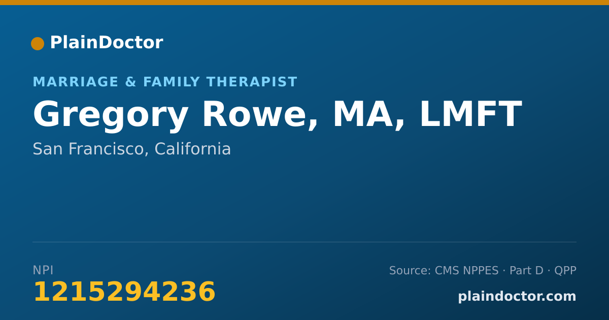 Shareable card for Gregory Rowe, MA, LMFT - Marriage & Family Therapist, San Francisco, CA