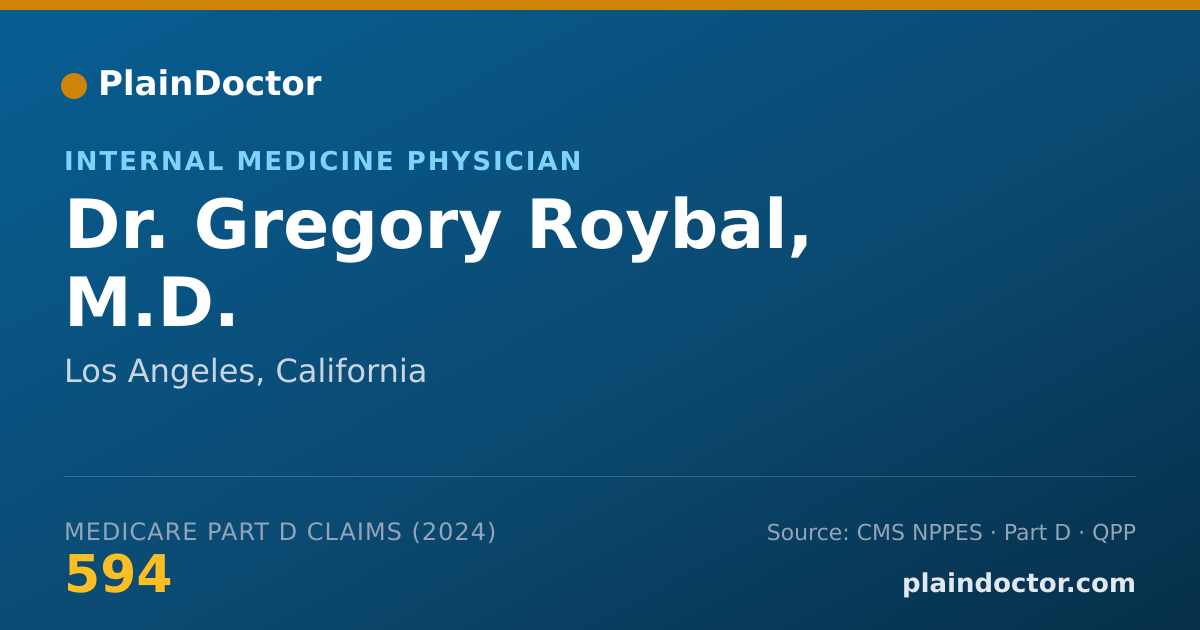 Shareable card for Gregory Roybal, M.D. - Internal Medicine Physician, Los Angeles, CA