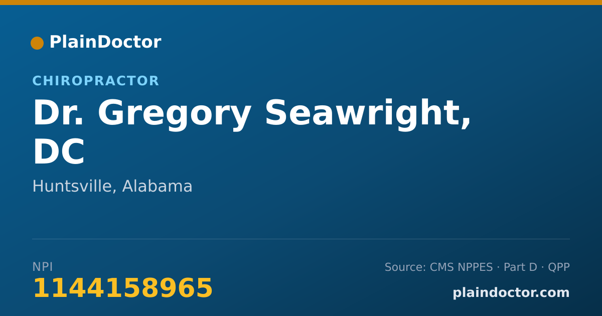 Shareable card for Gregory Seawright, DC - Chiropractor, Huntsville, AL