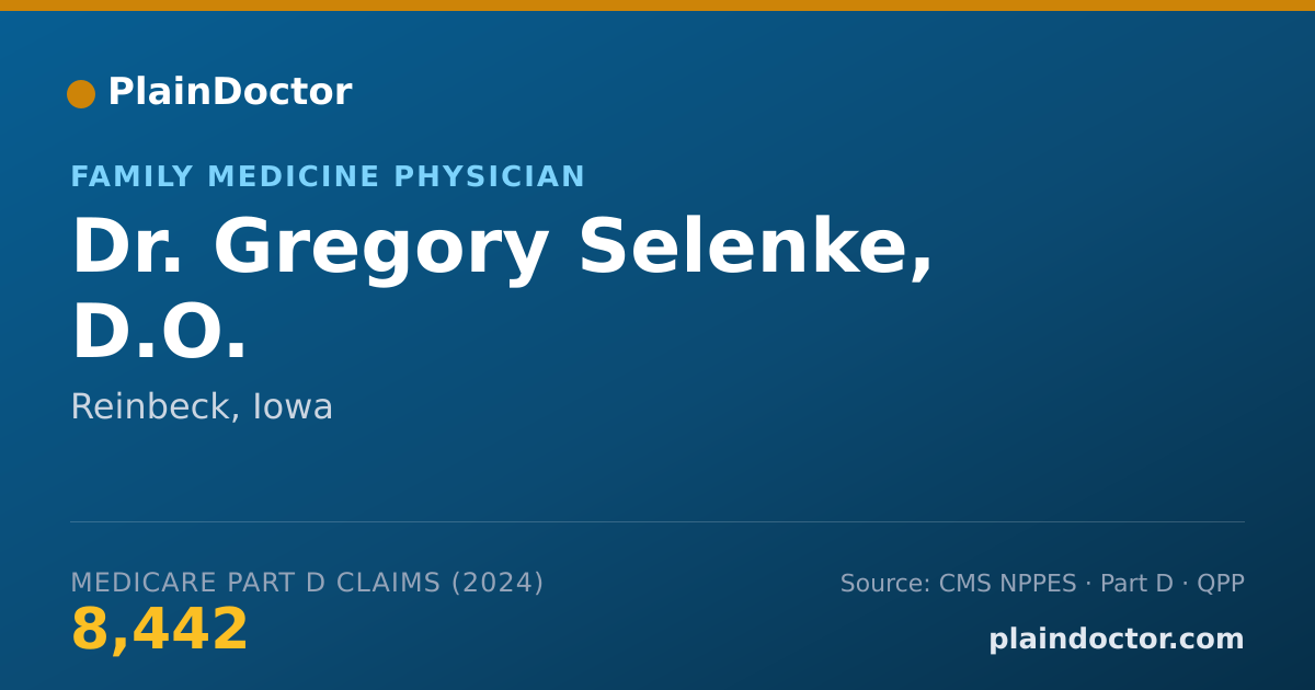 Shareable card for Gregory Selenke, D.O. - Family Medicine Physician, Reinbeck, IA