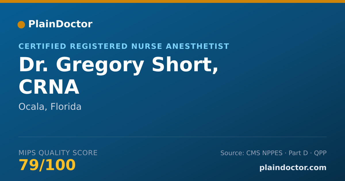 Shareable card for Gregory Short, CRNA - Certified Registered Nurse Anesthetist, Ocala, FL
