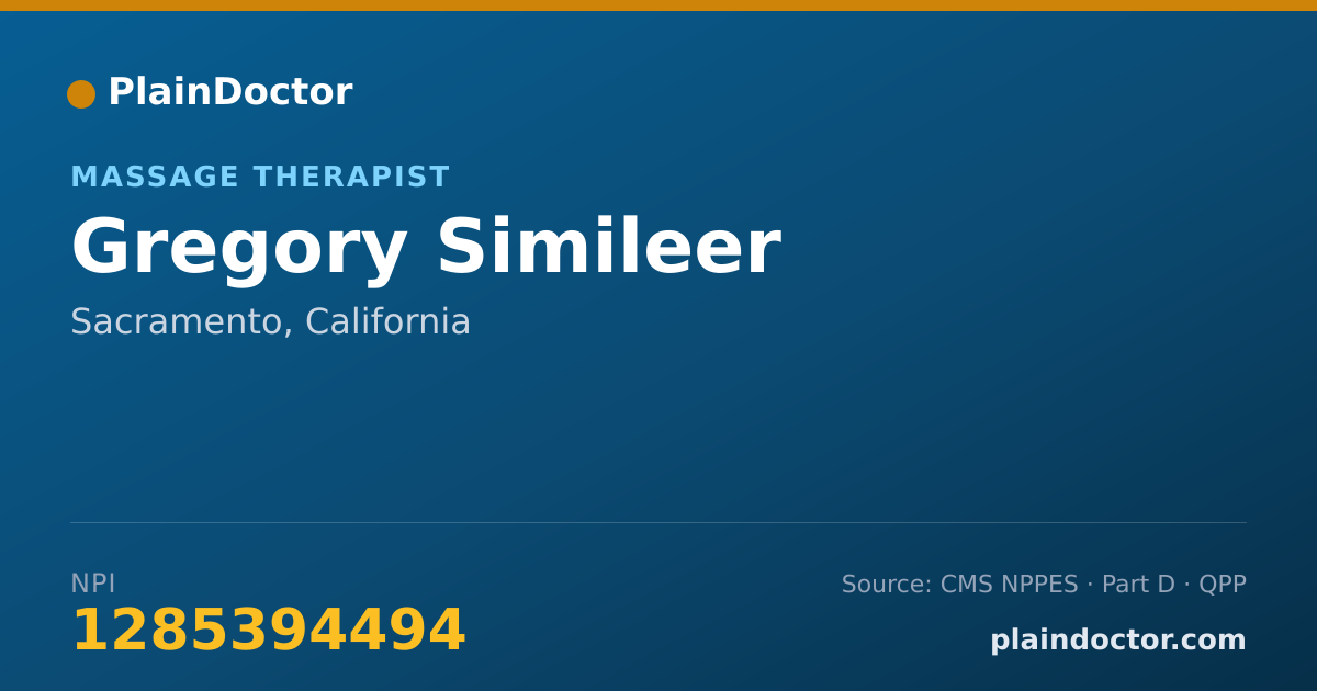 Shareable card for Gregory Simileer - Massage Therapist, Sacramento, CA