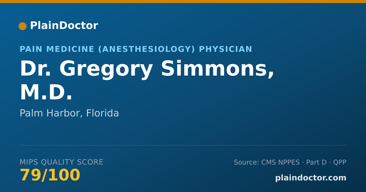 Shareable card for Gregory Simmons, M.D. - Pain Medicine (Anesthesiology) Physician, Palm Harbor, FL