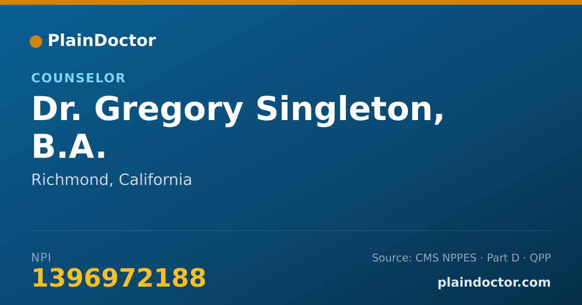 Shareable card for Gregory Singleton, B.A. - Counselor, Richmond, CA