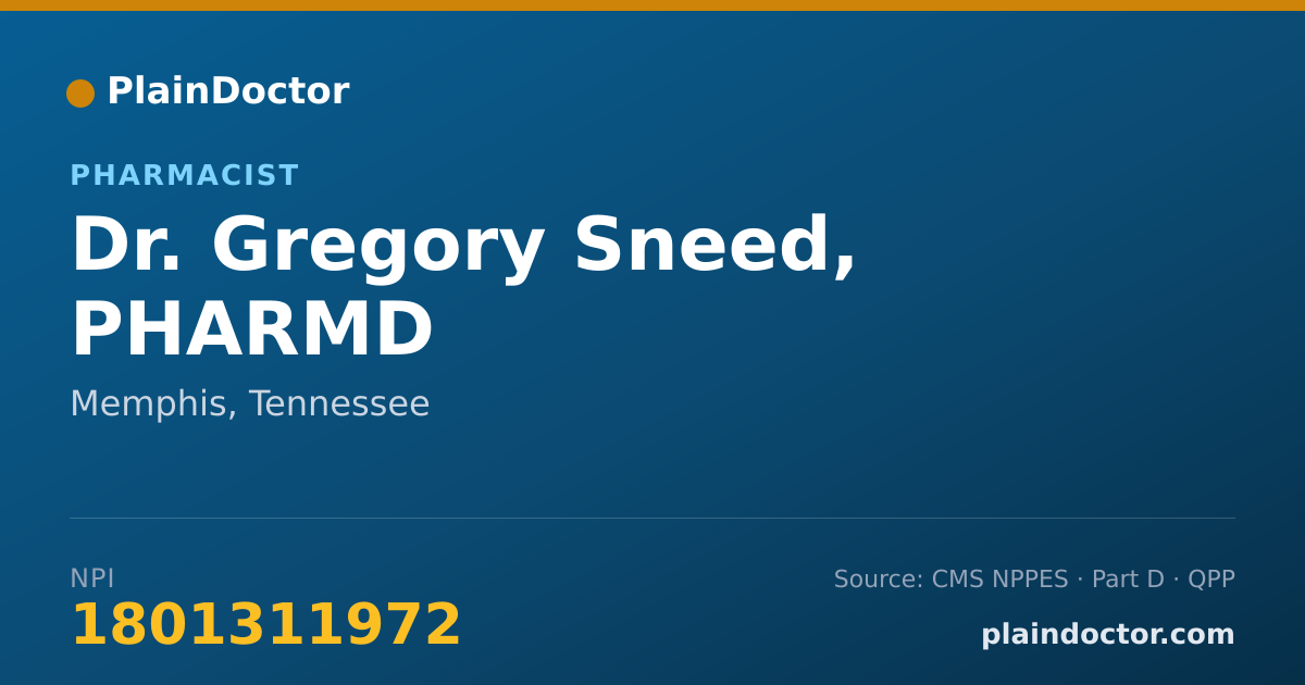 Shareable card for Gregory Sneed, PHARMD - Pharmacist, Memphis, TN