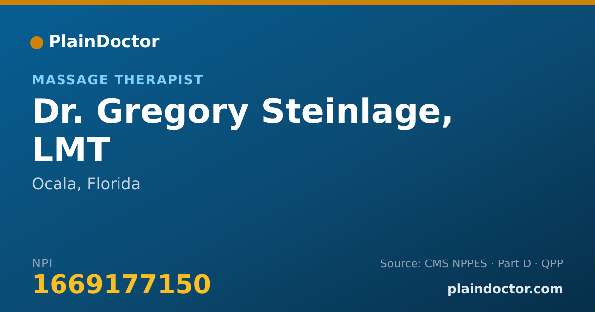 Shareable card for Gregory Steinlage, LMT - Massage Therapist, Ocala, FL
