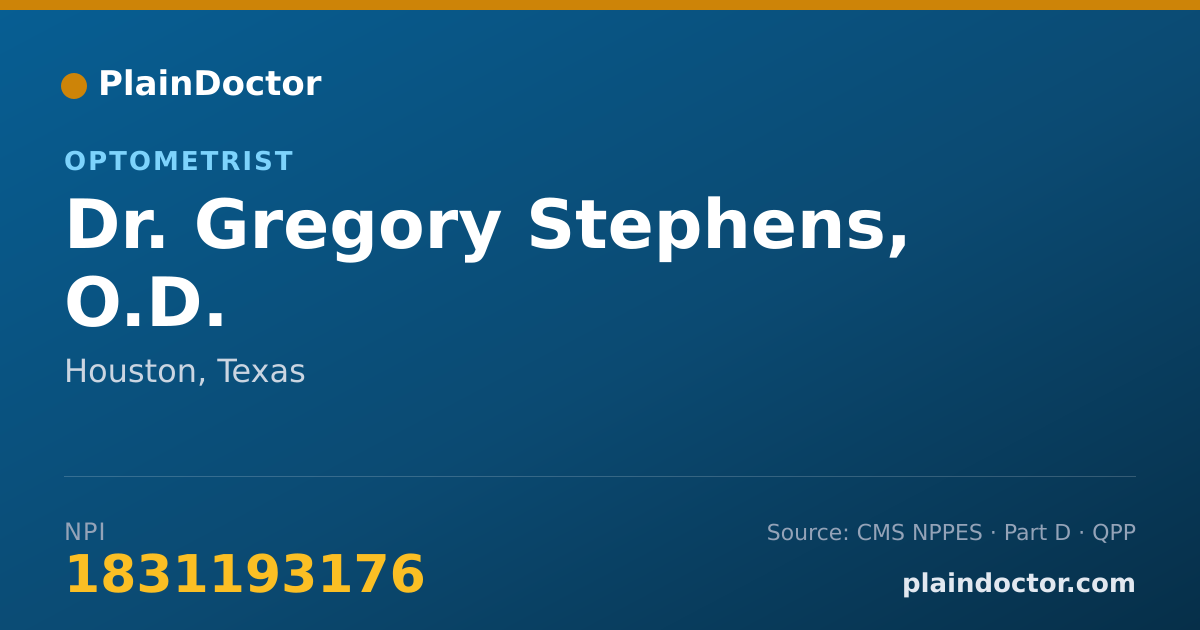 Shareable card for Gregory Stephens, O.D. - Optometrist, Houston, TX