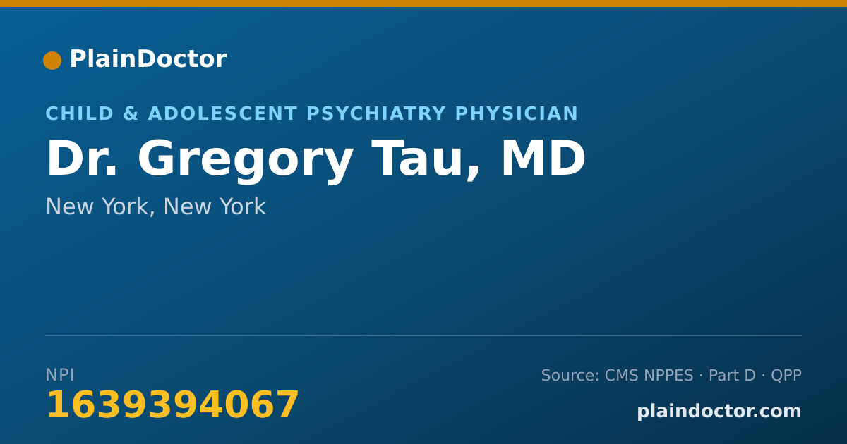 Shareable card for Gregory Tau, MD - Addiction Medicine (Psychiatry & Neurology) Physician, New York, NY
