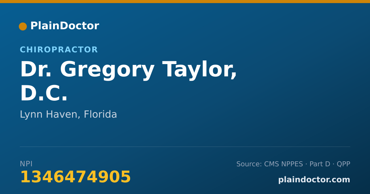 Shareable card for Gregory Taylor, D.C. - Chiropractor, Lynn Haven, FL