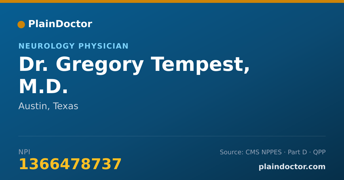 Shareable card for Gregory Tempest, M.D. - Internal Medicine Physician, Austin, TX
