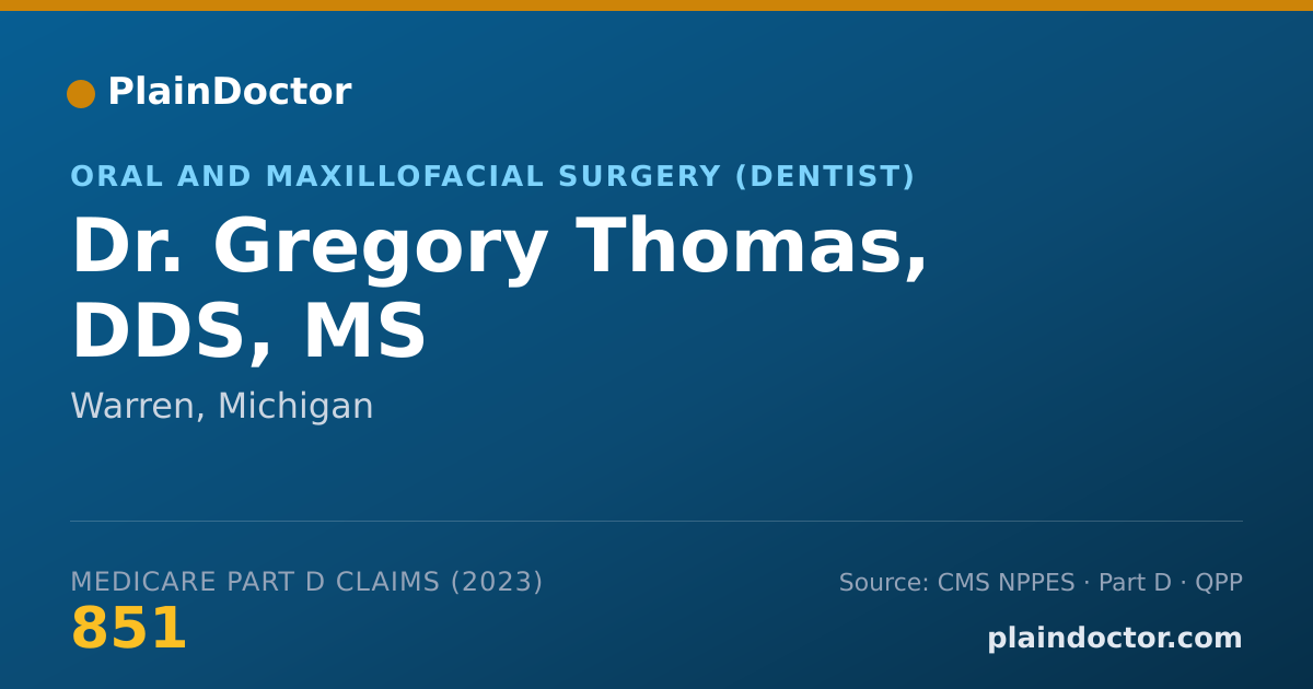Shareable card for Gregory Thomas, DDS, MS - Oral and Maxillofacial Surgery (Dentist), Warren, MI