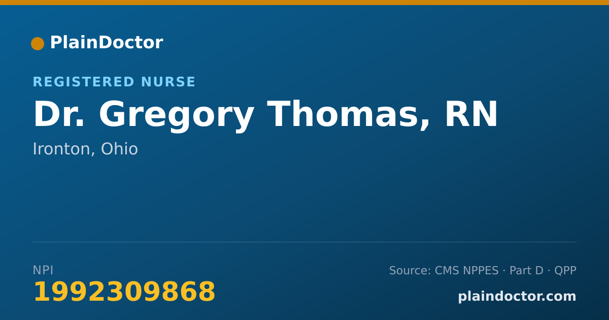 Shareable card for Gregory Thomas, RN - Registered Nurse, Ironton, OH