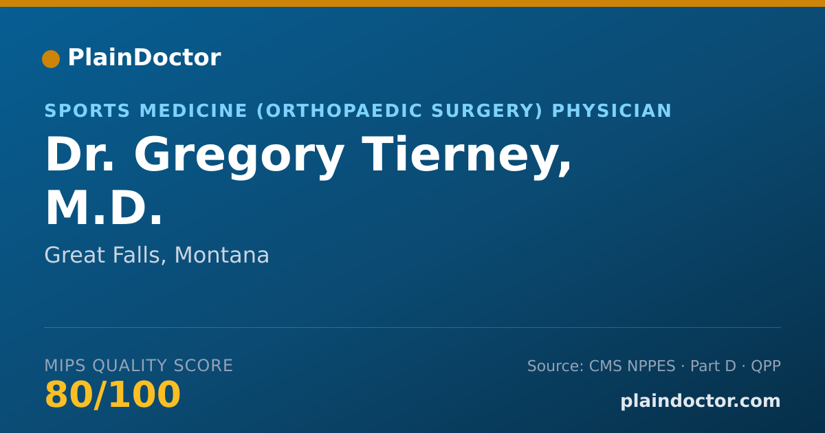 Shareable card for Gregory Tierney, M.D. - Sports Medicine (Orthopaedic Surgery) Physician, Great Falls, MT