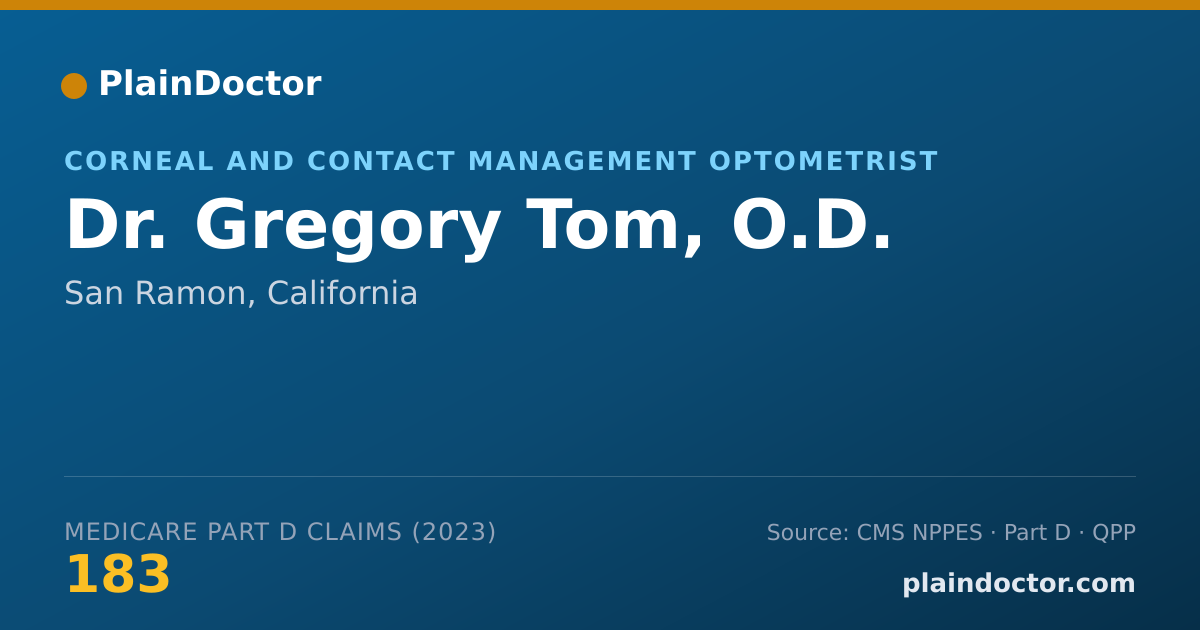 Shareable card for Gregory Tom, O.D. - Corneal and Contact Management Optometrist, San Ramon, CA