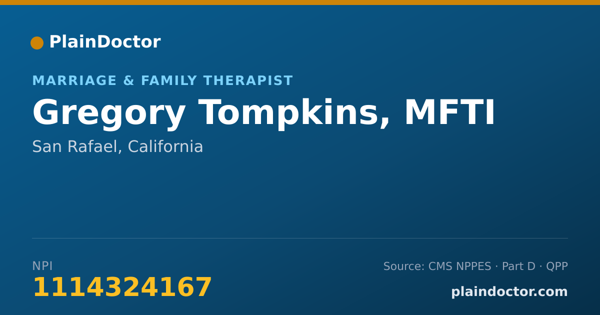 Shareable card for Gregory Tompkins, MFTI - Marriage & Family Therapist, San Rafael, CA