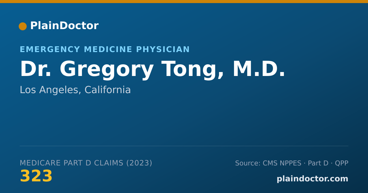 Shareable card for Gregory Tong, M.D. - Emergency Medicine Physician, Los Angeles, CA
