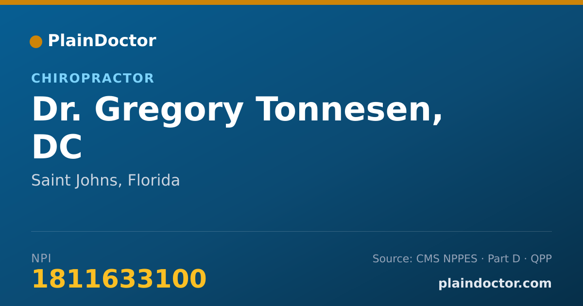 Shareable card for Gregory Tonnesen, DC - Chiropractor, Saint Johns, FL