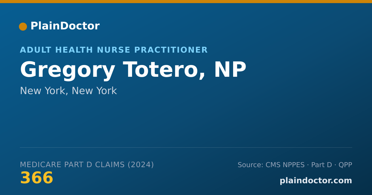 Shareable card for Gregory Totero, NP - Adult Health Nurse Practitioner, New York, NY